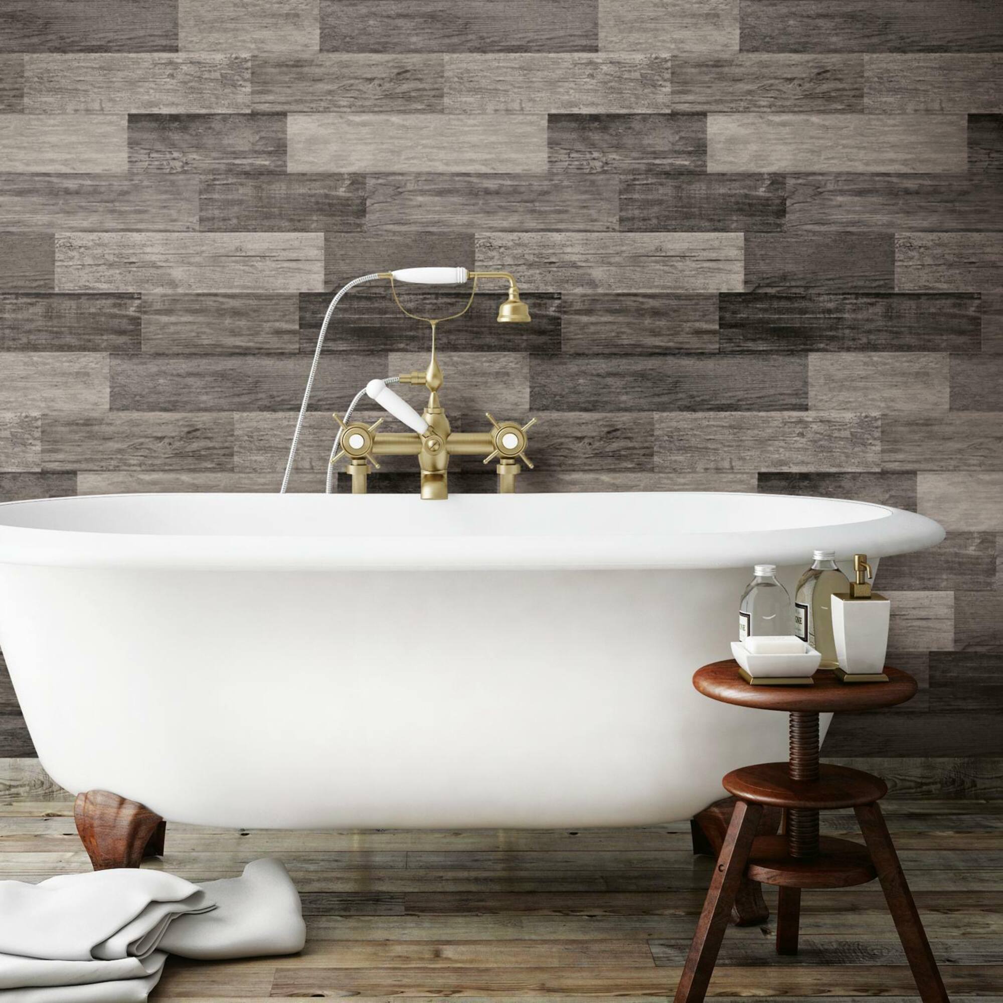 RoomMates Black Weathered Wood Plank Peel & Stick Wallpaper